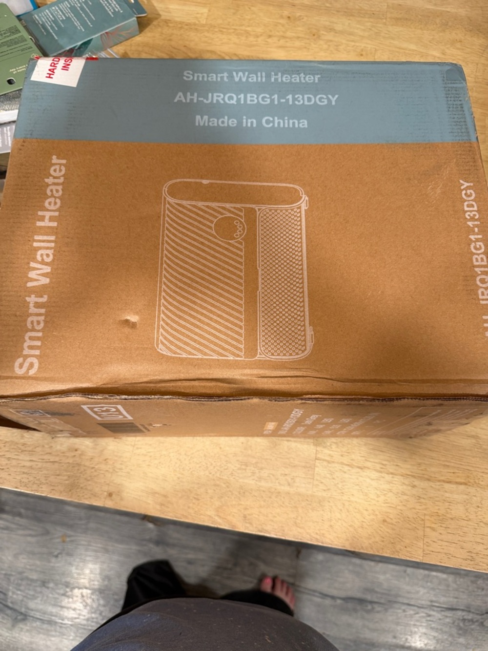 Smart Wall Heater Box - Brown Cardboard with Blue Label